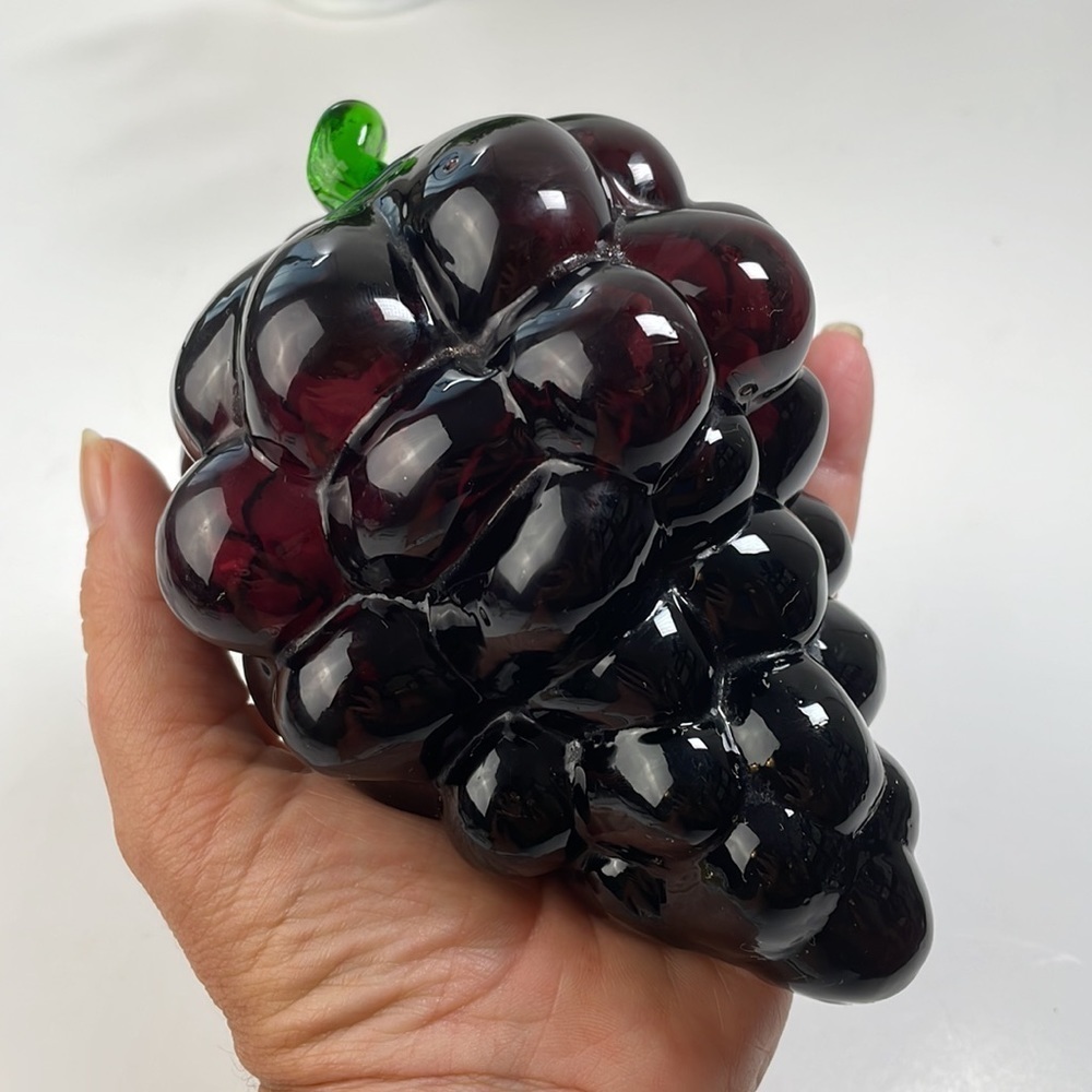 Blenko Art Glass Purple Green  Grape Cluster
